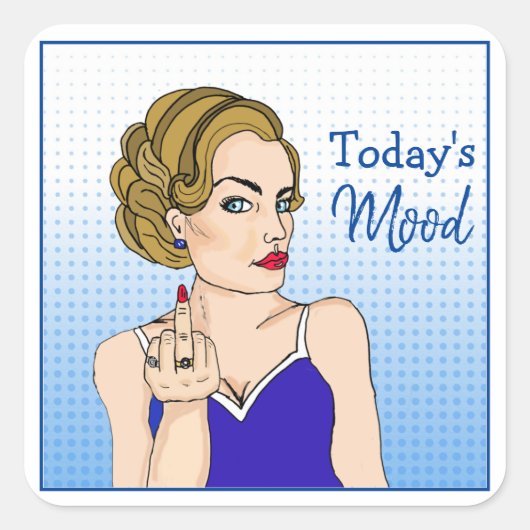 Die Stimmung von heute, Retro Lady Drehe den Vogel Quadratischer Aufkleber (Vorderseite)