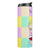 Die Stimmung von heute, Retro Lady Holding Wine Thermosbecher (Nach links gedreht)