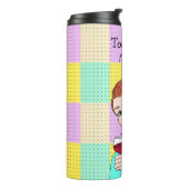 Die Stimmung von heute, Retro Lady Holding Wine Thermosbecher (Nach links gedreht)