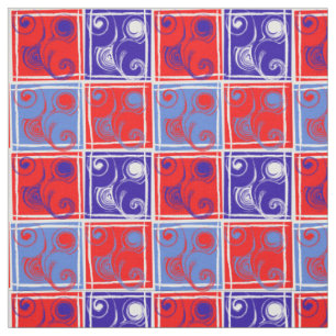 Die Stoffe Rot, Weiß und Blau des Designers nach S