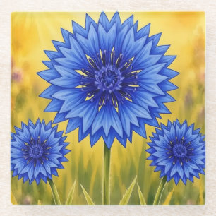 Die Strahlende Blütenblatt Kornblume Glasuntersetzer