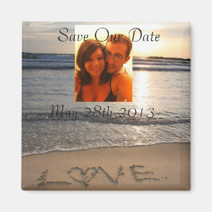 Die Strand-Liebe, die Save the Date Wedding ist, Magnet