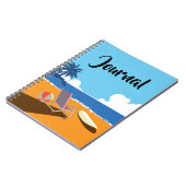 Die Strandszene mit Surfer, Sessel und leuchtend o Notizblock (Linke Seite)