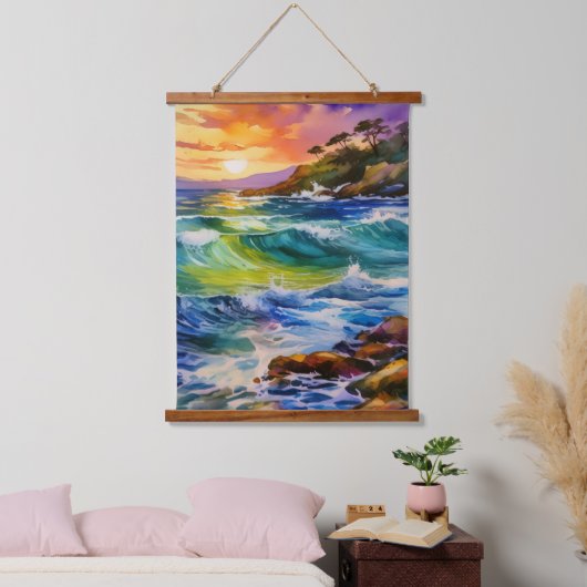 Die Strandszene Wandteppich Mit Holzrahmen (Schlafzimmer)