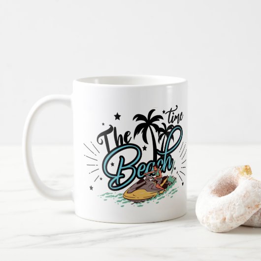 Die Strandzeit und das Surfen am Strand Kaffeetasse (Mit Donut)