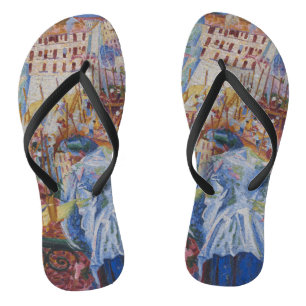 Die Straße betritt das Haus - Umberto Boccioni Badesandalen