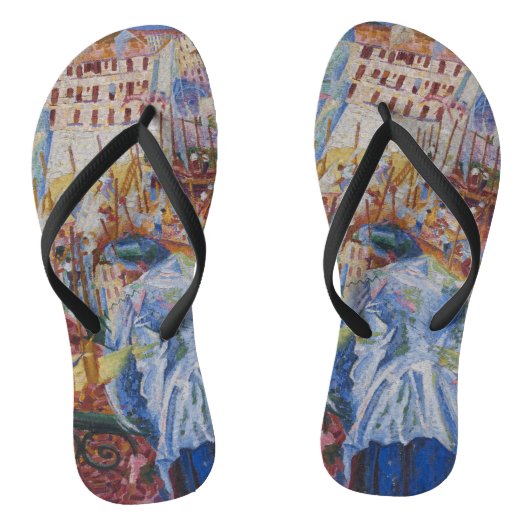 Die Straße betritt das Haus - Umberto Boccioni Badesandalen (Fußbett)