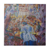Die Straße betritt das Haus - Umberto Boccioni Fliese (Vorderseite)