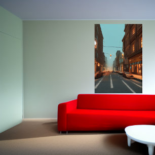 Die Straße der Stadt   AI Art Poster