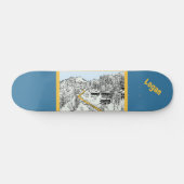 Die Straße in den Bergen schwarz-weiß Design Skateboard (Horizontal)