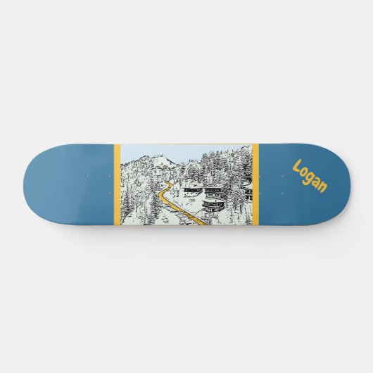 Die Straße in den Bergen schwarz-weiß Design Skateboard (Horizontal)