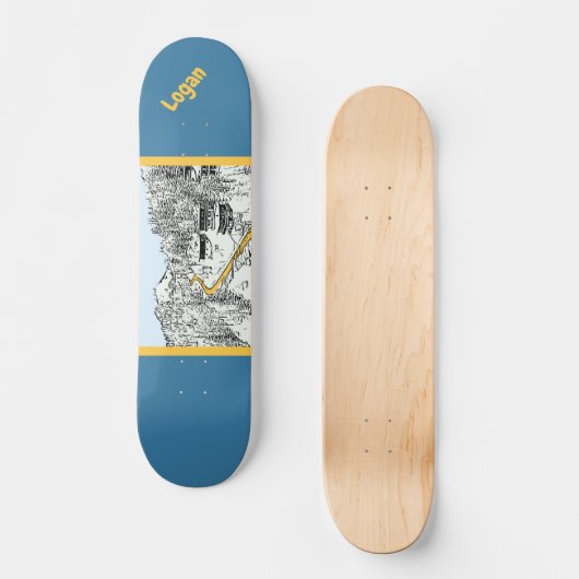 Die Straße in den Bergen schwarz-weiß Design Skateboard (Vorderseite)