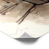 Die Straßen von Paris Wasserfarben Poster Art (Ecke)