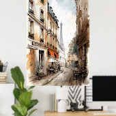Die Straßen von Paris Wasserfarben Poster Art (Heimbüro)