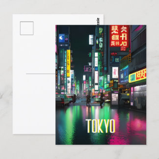 Die Straßen von Tokio nachts Postkarte
