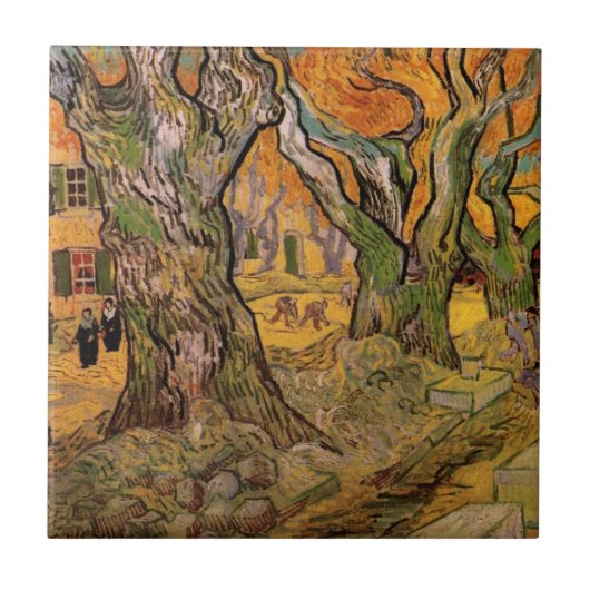 Die Straßenarbeiter von Vincent van Gogh Fliese (Vorderseite)