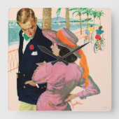 Die Strategie der Liebe Quadratische Wanduhr (Vorderseite)