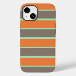 Die Streifen sind grün, grau und orange Case-Mate iPhone 14 Hülle