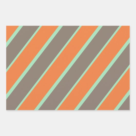 Die Streifen sind grün, grau und orange Geschenkpapier Set (Vorderseite 2)