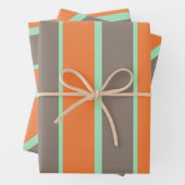 Die Streifen sind grün, grau und orange Geschenkpapier Set (Beispiel)