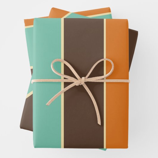 Die Streifen sind grün, schwarz und orange Geschenkpapier Set (Beispiel)
