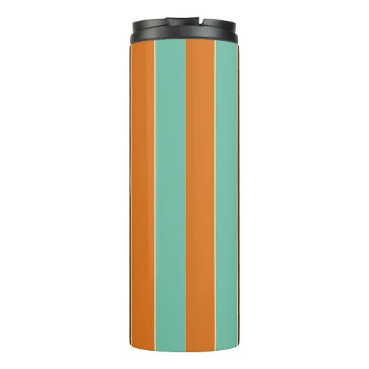 Die Streifen sind grün, schwarz und orange Thermosbecher (Rückseite)
