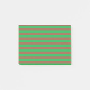 Die Streifen sind grün und braun Post-it Klebezettel