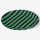 Die Streifen sind grün und schwarz Pappteller (Schrägansicht)