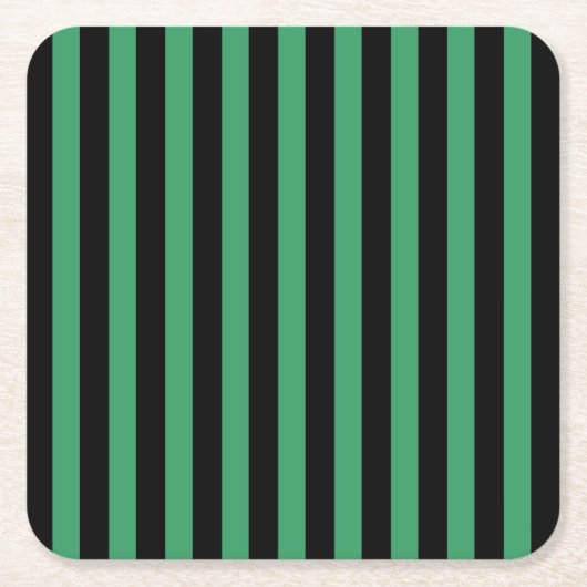 Die Streifen sind grün und schwarz Rechteckiger Pappuntersetzer (Vorderseite)