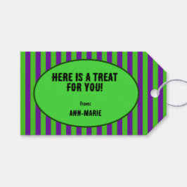 Die Streifen sind grün und violett Geschenkanhänger