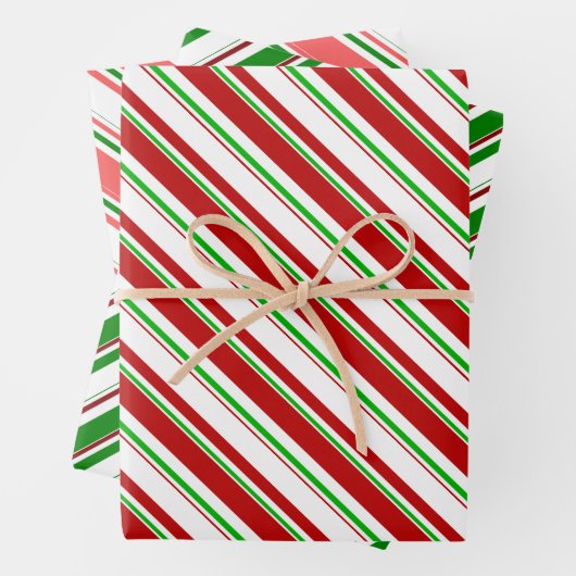 Die Streifen sind grün, weiß, rot gefärbt Geschenkpapier Set (Beispiel)