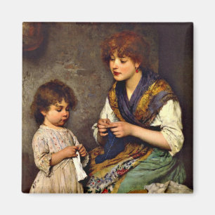 Die Strickstunde, Eugene de Blaas Künstler Magnet