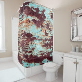 Die Struktur eines rostigen Eisens und eines blaue Duschvorhang (Beispiel)