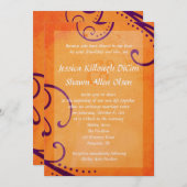 Die strukturierte Orange mit Pflaumen-Wirbel Einladung (Vorne/Hinten)