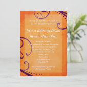 Die strukturierte Orange mit Pflaumen-Wirbel Einladung (Stehend Vorderseite)