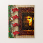 Die Strümpfe wurden mit Sorgfalt am Kamin gehängt Puzzle (Vertikal)