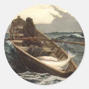 Die Sturmwarnung von Winslow Homer Runder Aufkleber