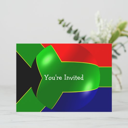 Die südafrikanische Flagge Einladung (Stehend Vorderseite)