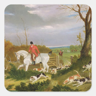 Die Suffolk-Jagd - gehend, nahe Herringswel zu Quadratischer Aufkleber
