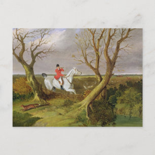 Die Suffolkjagd - weg (Öl auf Leinwand) Postkarte