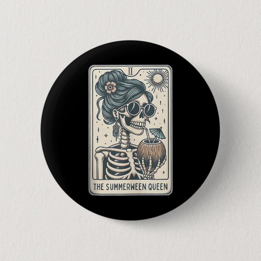 Die Summerween Queen Tarot Card, Hexenhase Button (Vorderseite)