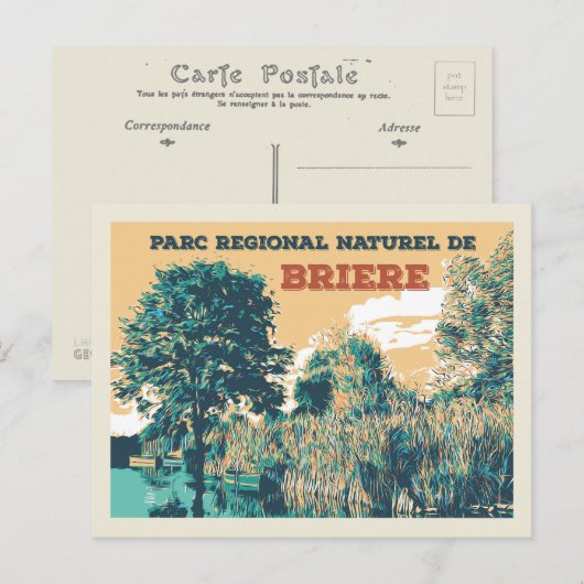 Die Sümpfe des Regionalparks Briere France Postkarte (Vorne/Hinten)