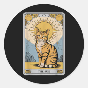 Die Sun Tarot Cat - Mystische Orange Tabby mit Pos Runder Aufkleber