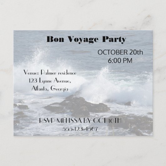 Die Surfanlage im Pazifischen Ozean Einladungspostkarte (Vorderseite)