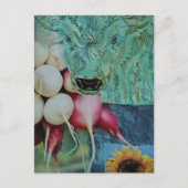 Die süße Kuh und die Radieschen Collage Postkarte (Vorderseite)
