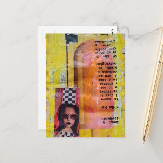 Die süße Mixed-Media-Collage Postkarte (Vorderseite/Rückseite Beispiel)