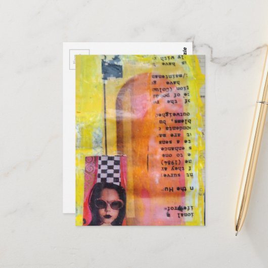 Die süße Mixed-Media-Collage Postkarte (Vorderseite/Rückseite Beispiel)