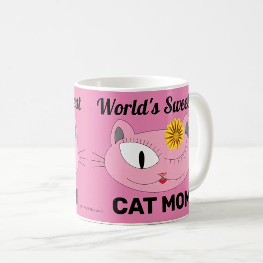 Die süßeste CAT-MAMA der Welt - rosa Katzengesicht Kaffeetasse (VorderseiteRechts)