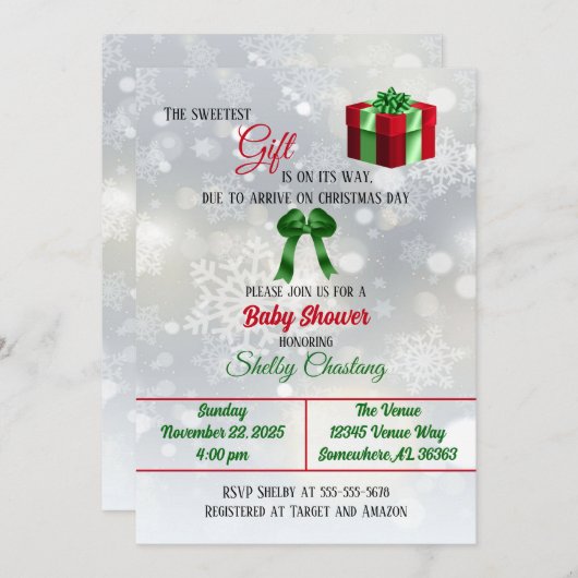 Die süßeste Geschenksdusche Einladung (Vorne/Hinten)