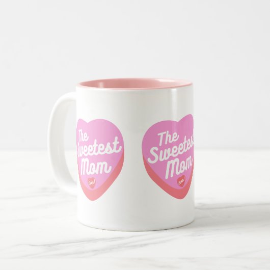 DIE SÜSSESTE MAMA JE PINK CANDY HERZ ZWEIFARBIGE TASSE (Vorderseite Links)